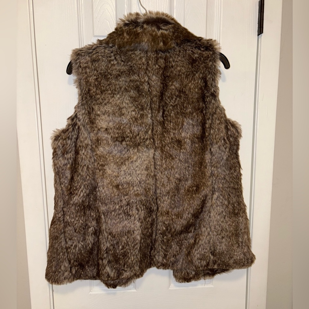 J. Jill Faux Fur Vest Women’s Medium Brown Plush Lined Boho Winter Luxury - Picture 4 of 7